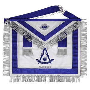 Masonic Blue Past Master 100% Lambskin Apron – Handcrafted with Silver Bullion Embroidery Masonic Hub
