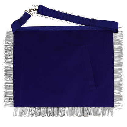 Masonic Blue Past Master 100% Lambskin Apron – Handcrafted with Silver Bullion Embroidery