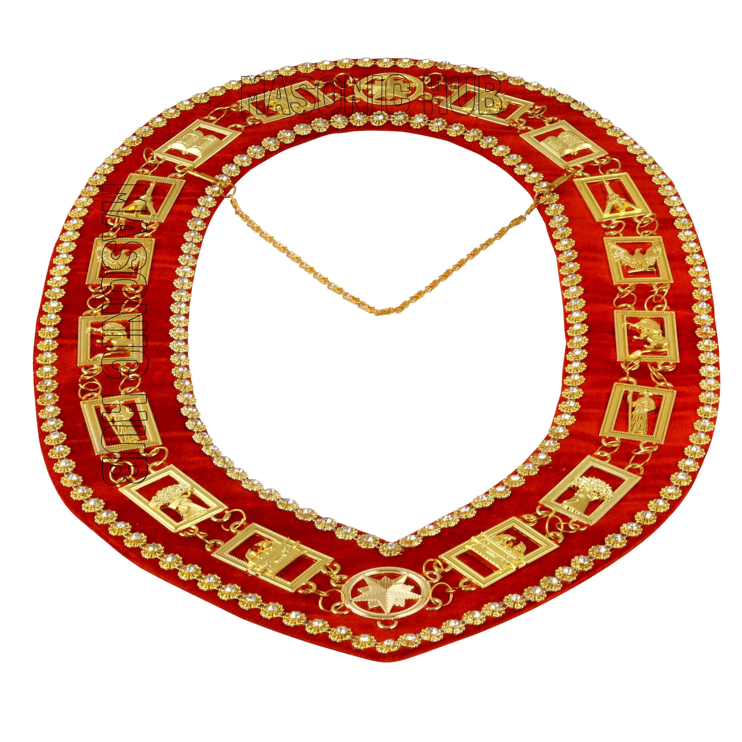 Masonic Heroines of Jericho Women's Chain Collar, HOJ COLLAR, WITH Rhinestones Masonic Hub