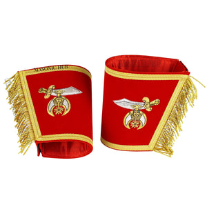 Masonic Shriner Red Gauntlets Cuffs – Hand-Embroidered Bullion Fringe Set Masonic Hub