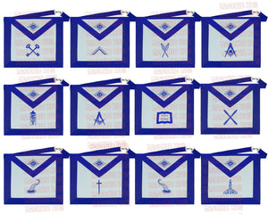 Set of 12 Masonic Officer Aprons – Blue Lodge Regalia Collection Masonic Hub