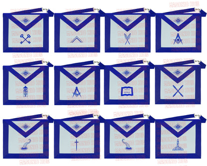 Set of 12 Masonic Officer Aprons – Blue Lodge Regalia Collection