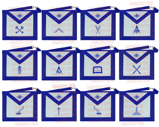 Set of 12 Masonic Officer Aprons – Blue Lodge Regalia Collection