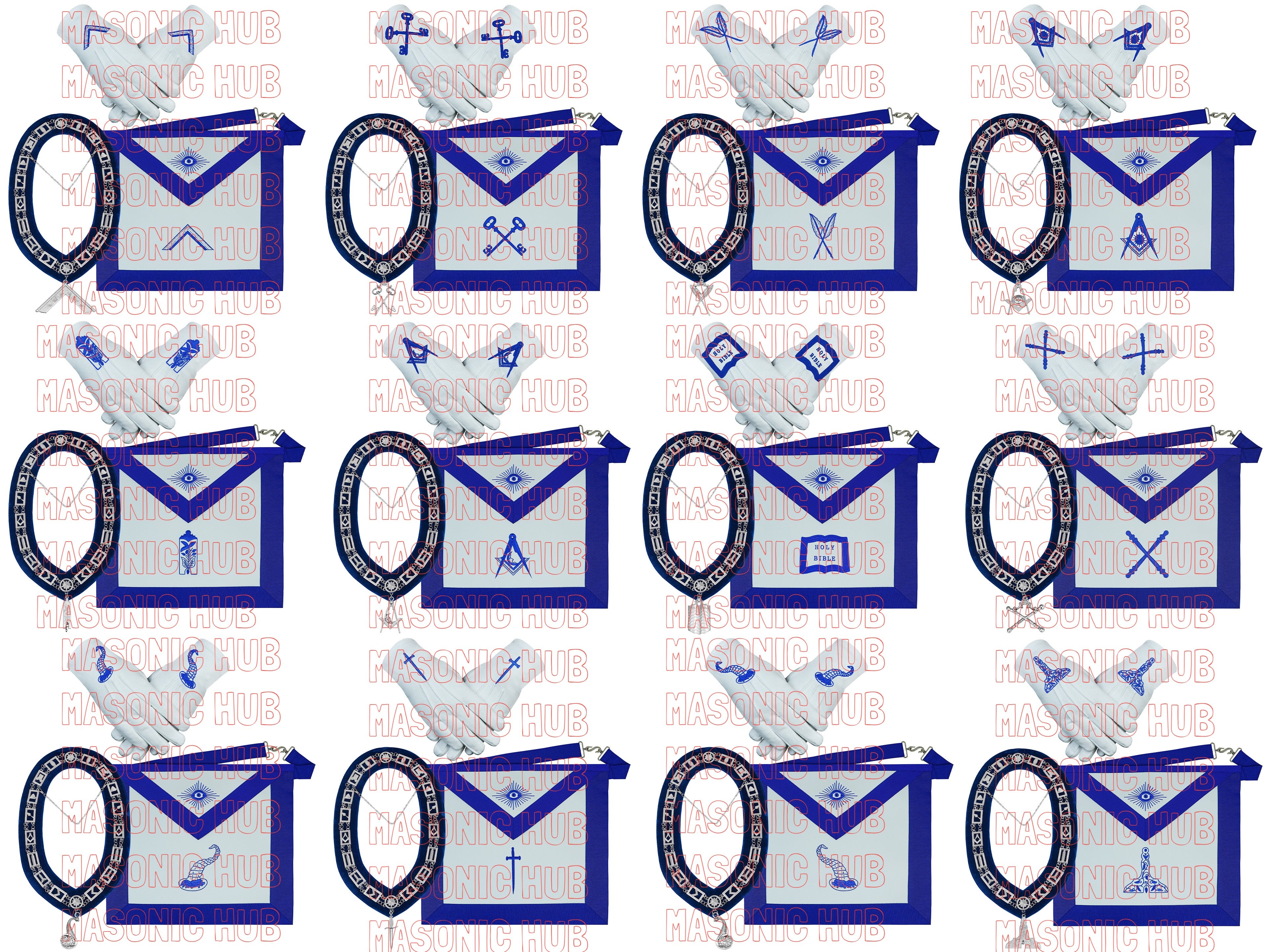 Masonic Blue Lodge Officer Apron Set – 12-Piece Regalia Collection