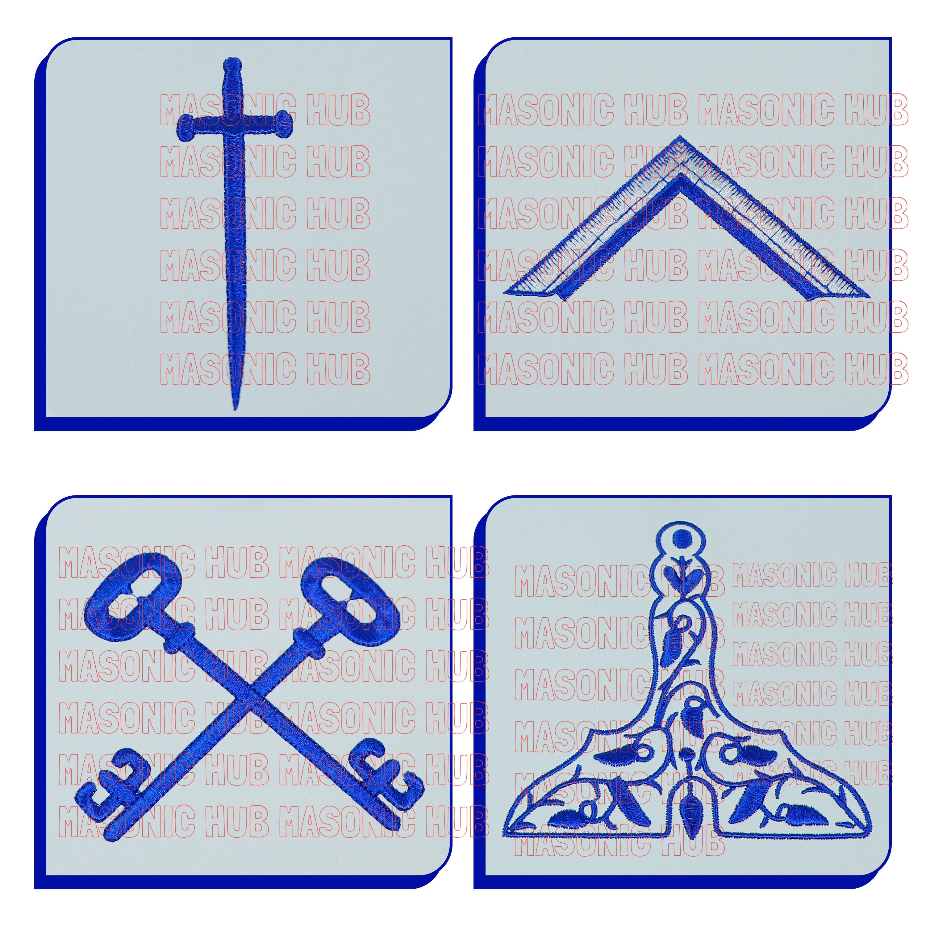 Masonic Blue Lodge Officer Apron Set – 12-Piece Regalia Collection Masonic Hub