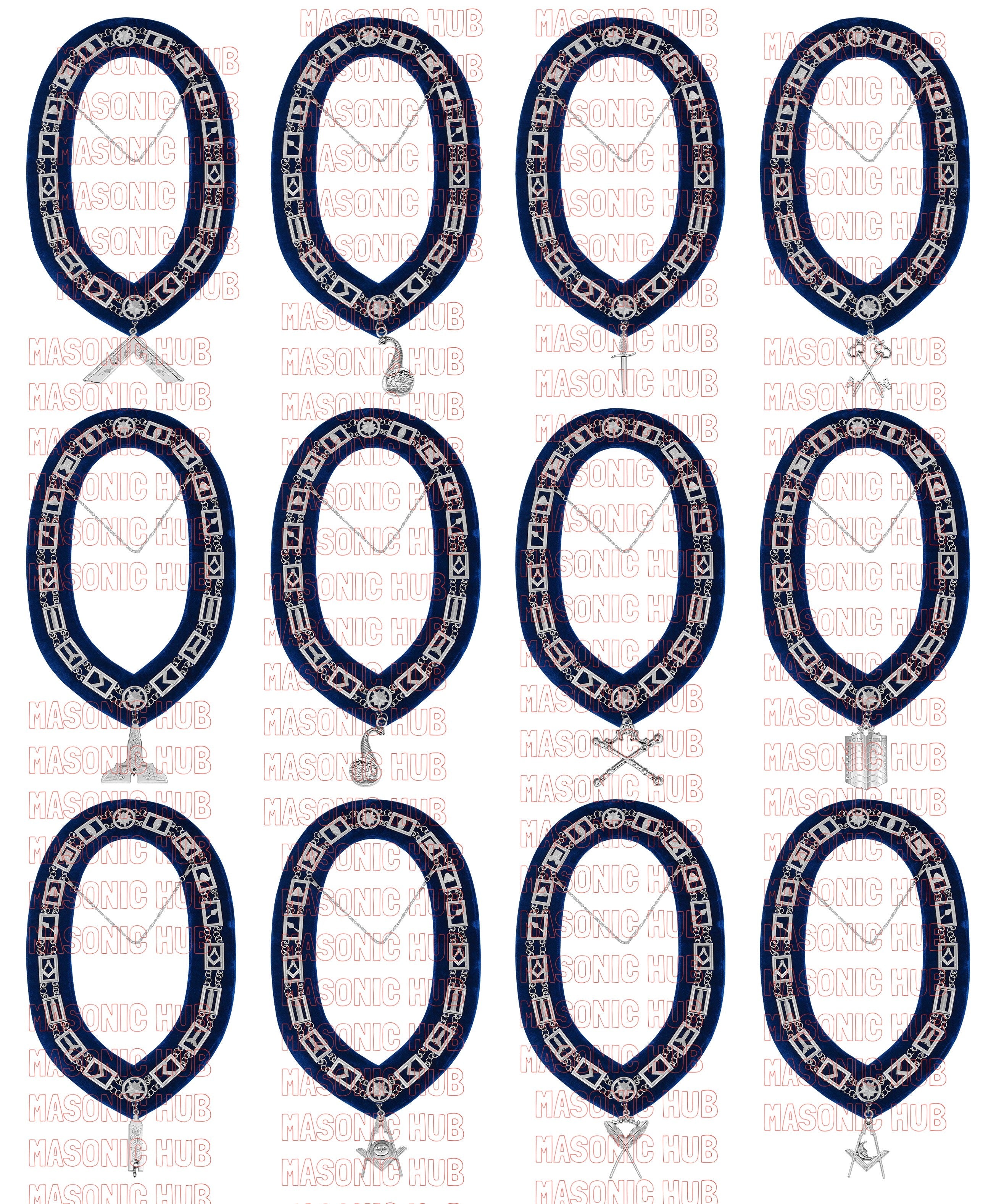 Masonic Blue Lodge Officer Apron Set – 12-Piece Regalia Collection Masonic Hub