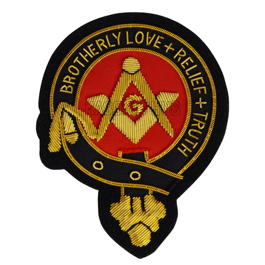 Handmade Masonic Brotherly Love Bullion Embroidered Badge – Sew-On or Glue On