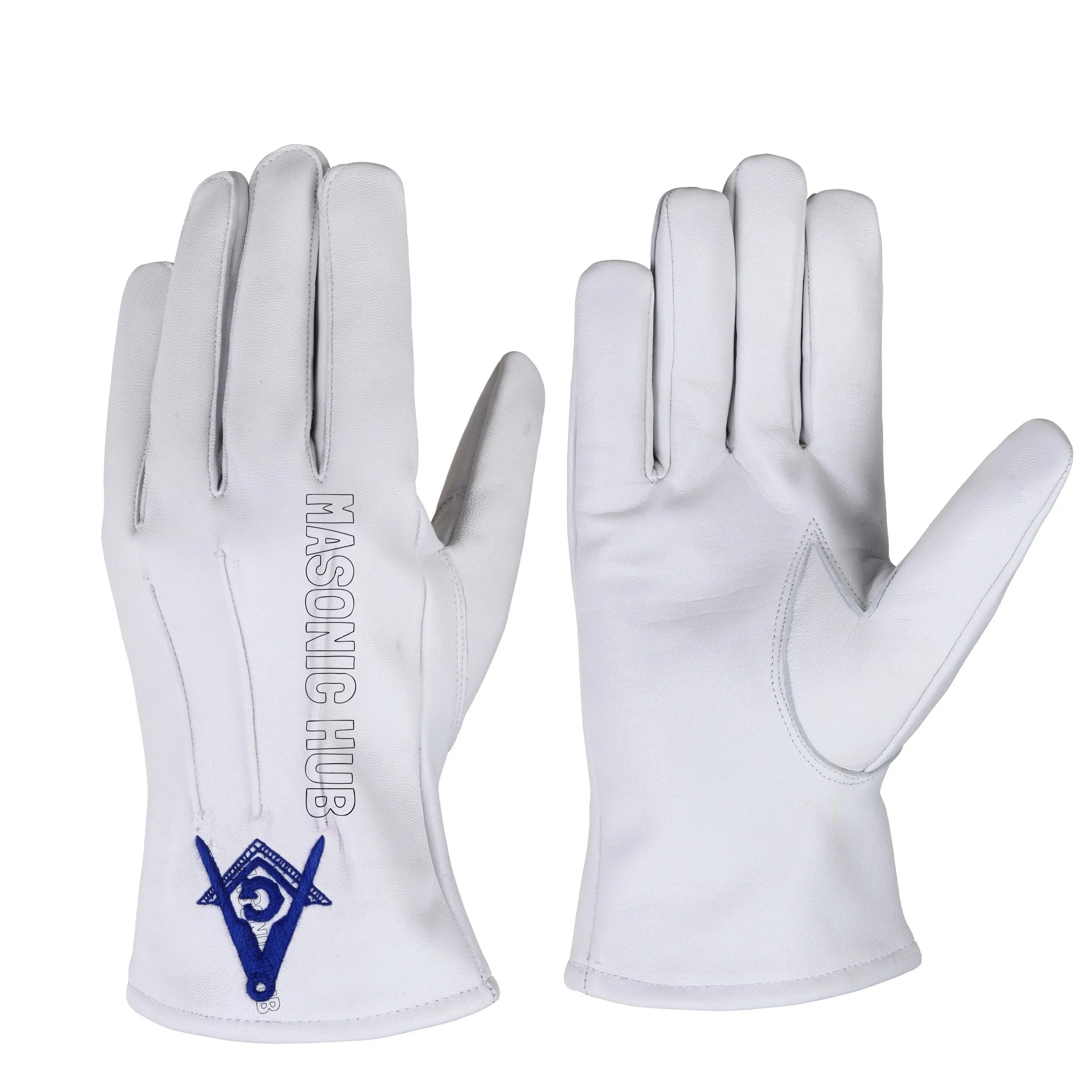 Masonic Blue Lodge Master Mason Apron, Chain Collar &amp; Hand-Embroidered Gloves Set Masonic Hub