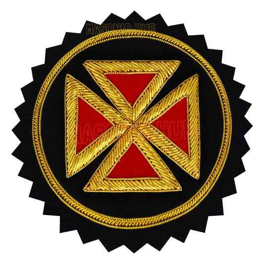 MASONIC KNIGHT TEMPLAR GRAND COMMANDERY CROSS ROSETTE HAND EMBROIDERED